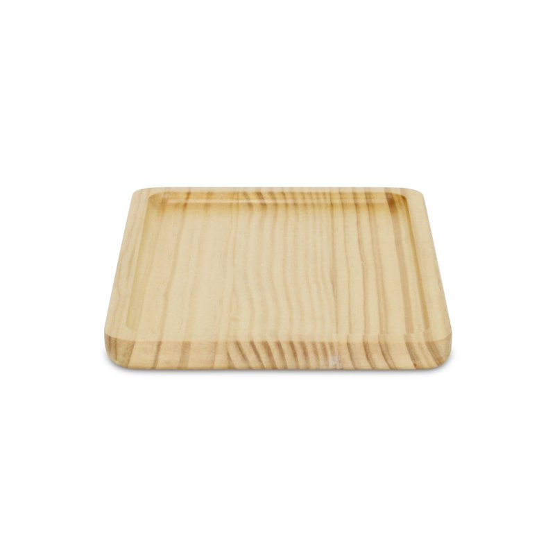 Kishen Ridge Rectangular Natural Wood Glossy Tray with Smooth Corners
