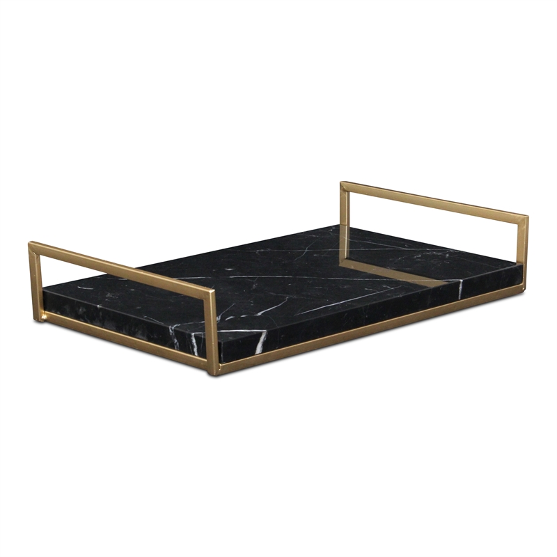 Sarrasseau Black Marble & Gold Frame Tray