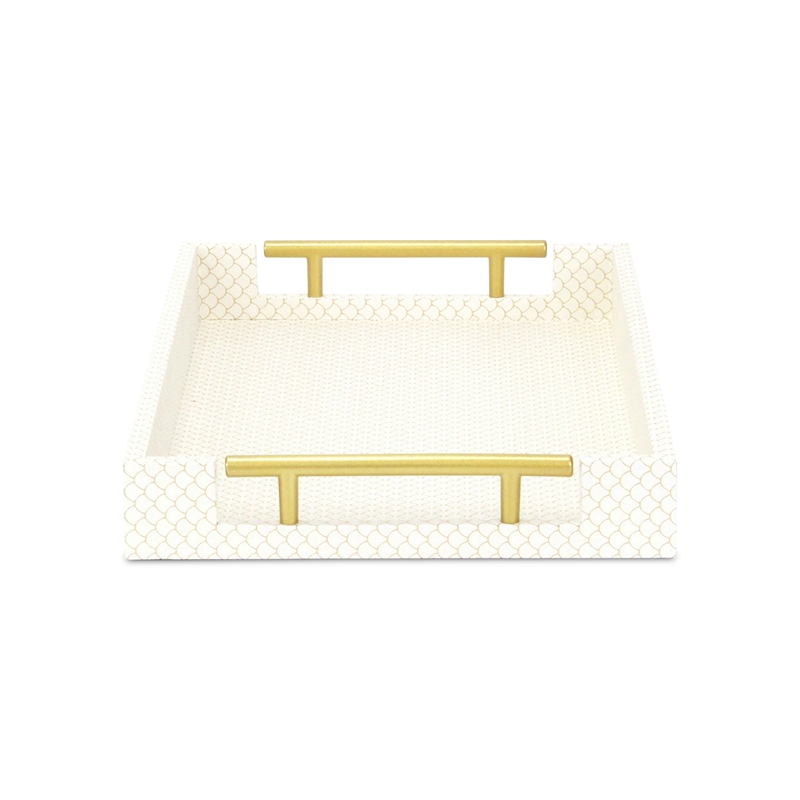 Mariline Elegant Fish Scale Pattern Tray & Gold Handles