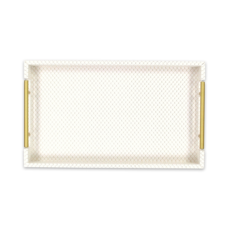 Mariline Elegant Fish Scale Pattern Tray & Gold Handles