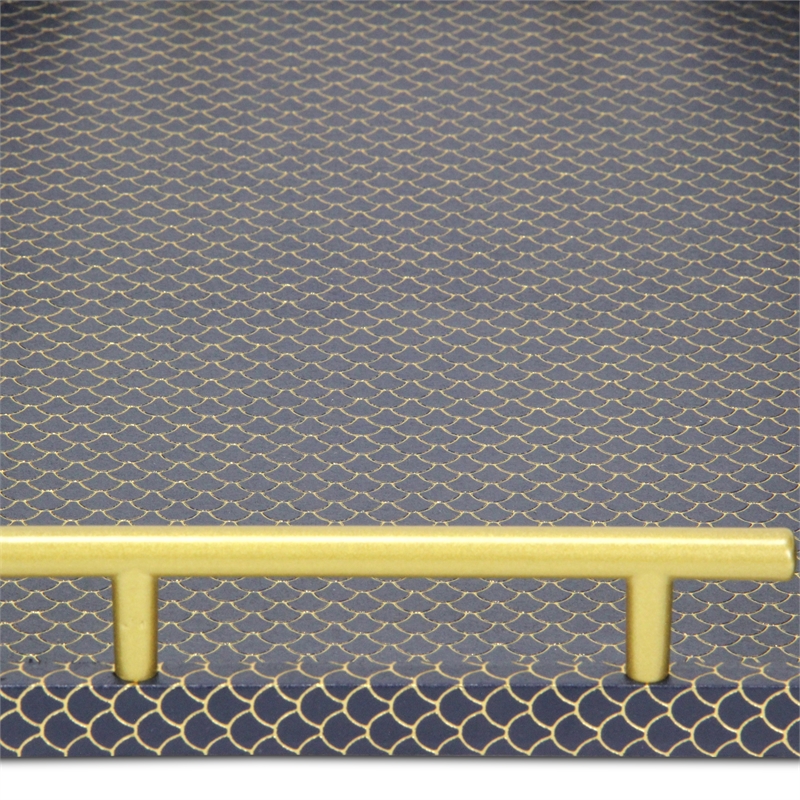 Mariline Elegant Fish Scale Pattern Tray & Gold Handles