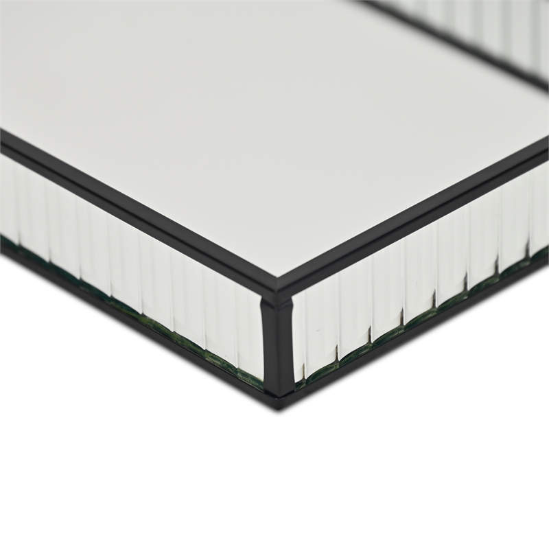 Veldra Black Rectangular Fluted Glass Tray