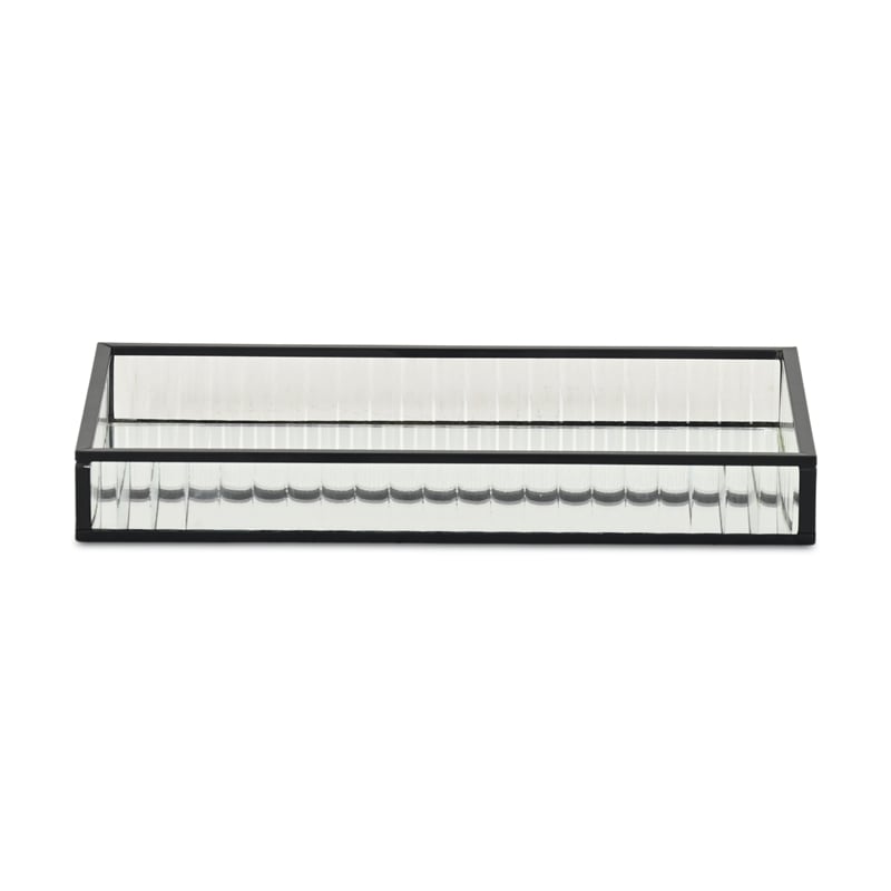 Veldra Black Rectangular Fluted Glass Tray