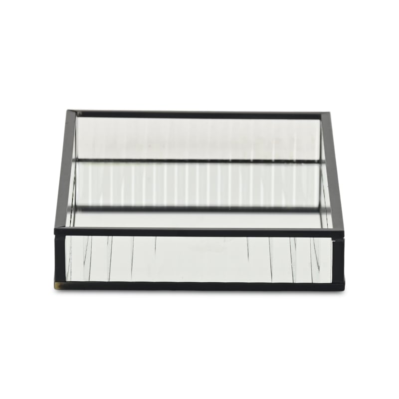 Veldra Black Rectangular Fluted Glass Tray