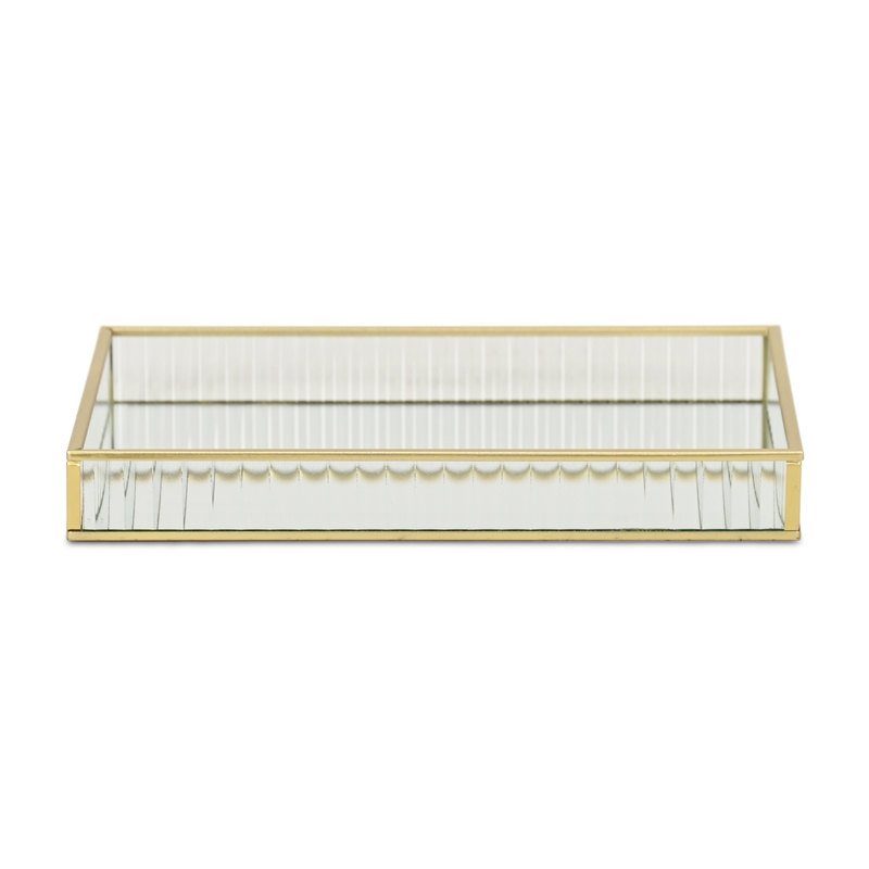 Veldra Gold Rectangular Fluted Glass Tray