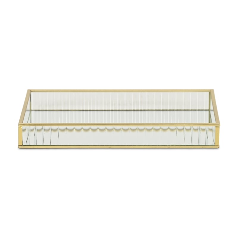 Veldra Gold Rectangular Fluted Glass Tray