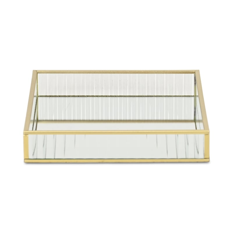 Veldra Gold Rectangular Fluted Glass Tray