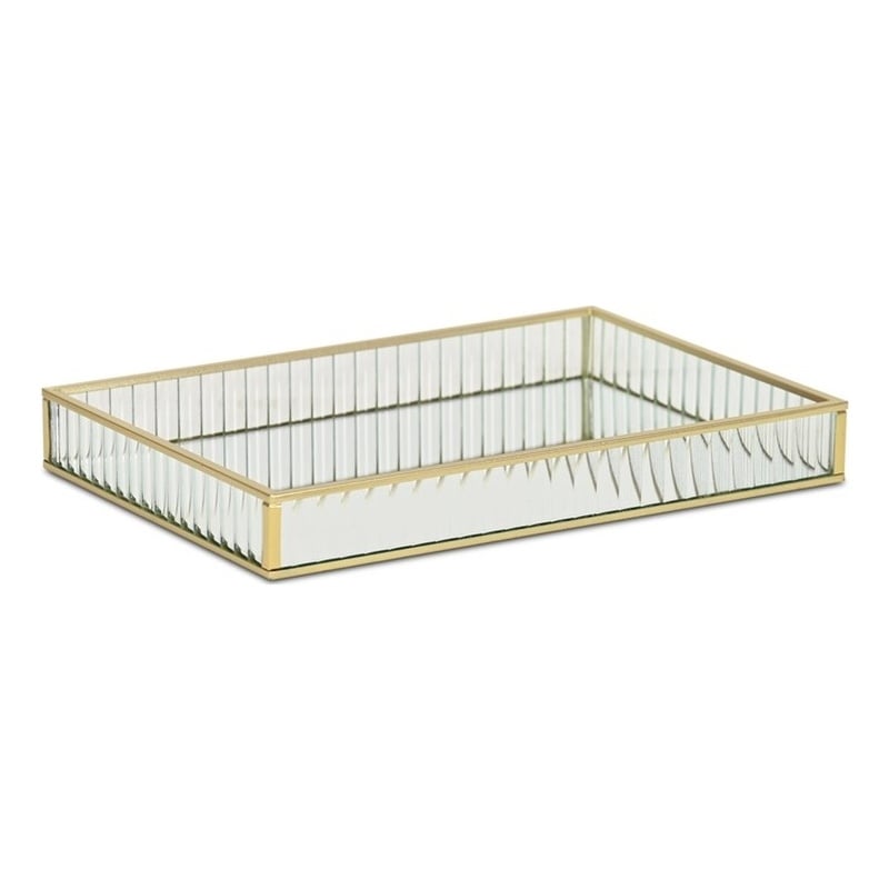 Veldra Gold Rectangular Fluted Glass Tray