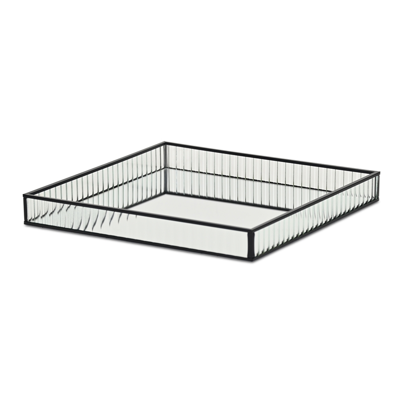 Veldra Black Square Fluted Glass Tray