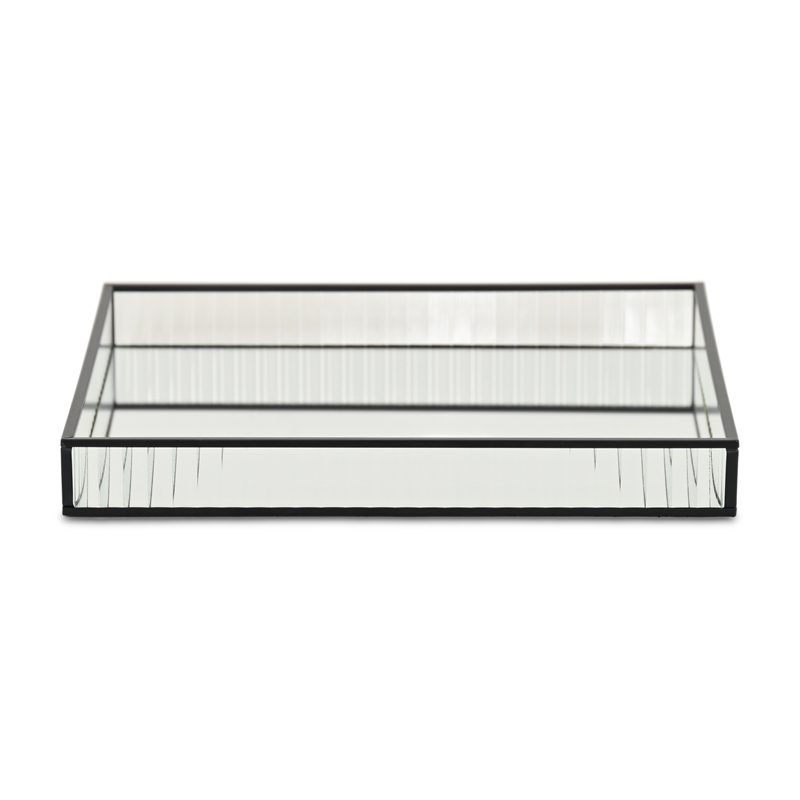 Veldra Black Square Fluted Glass Tray