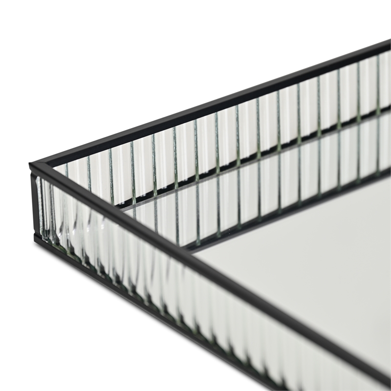Veldra Black Square Fluted Glass Tray