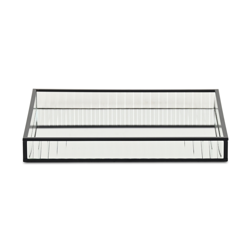 Veldra Black Square Fluted Glass Tray