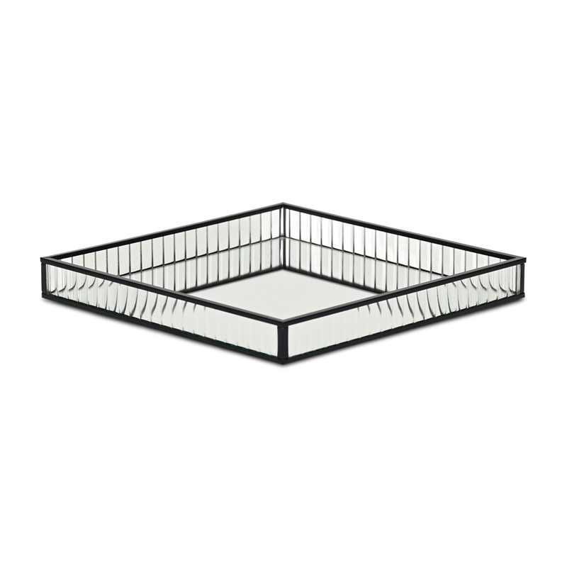 Veldra Black Square Fluted Glass Tray