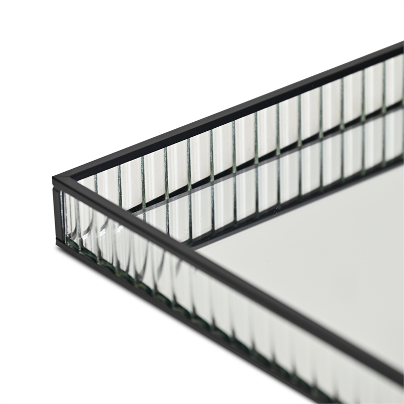 Veldra Black Square Fluted Glass Tray