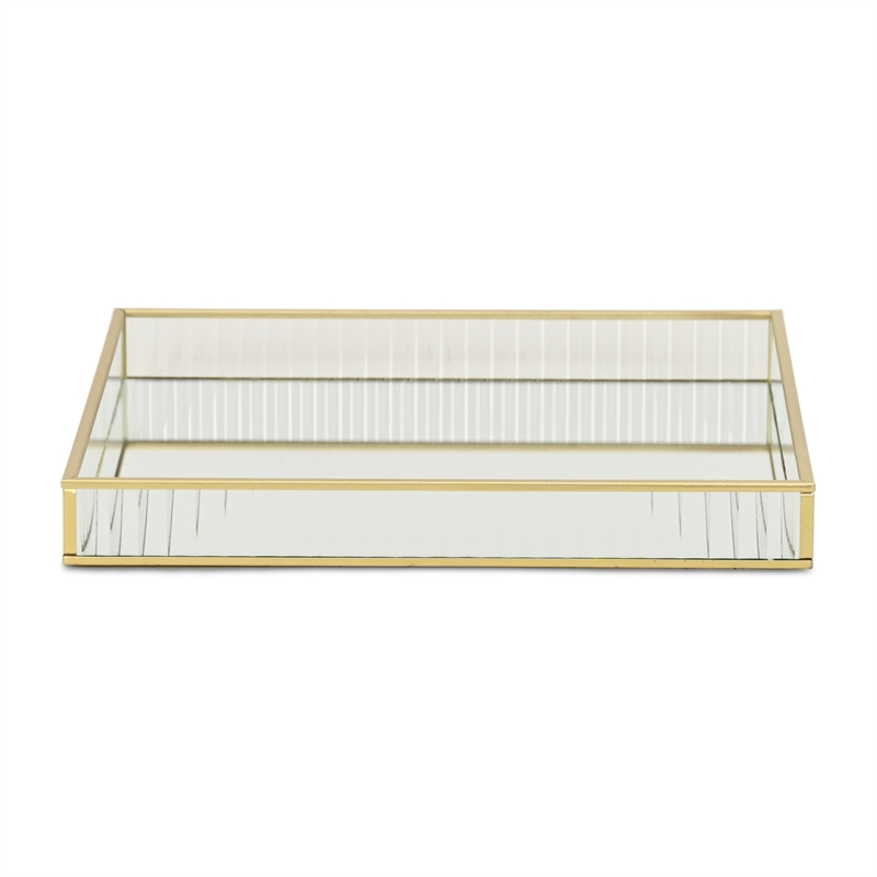 Veldra Gold Square Fluted Glass Tray