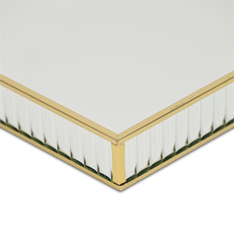 Veldra Gold Square Fluted Glass Tray