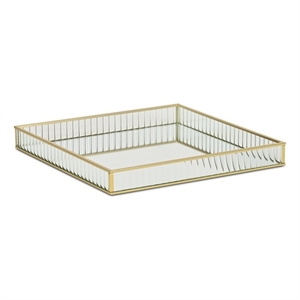 Veldra Gold Square Fluted Glass Tray