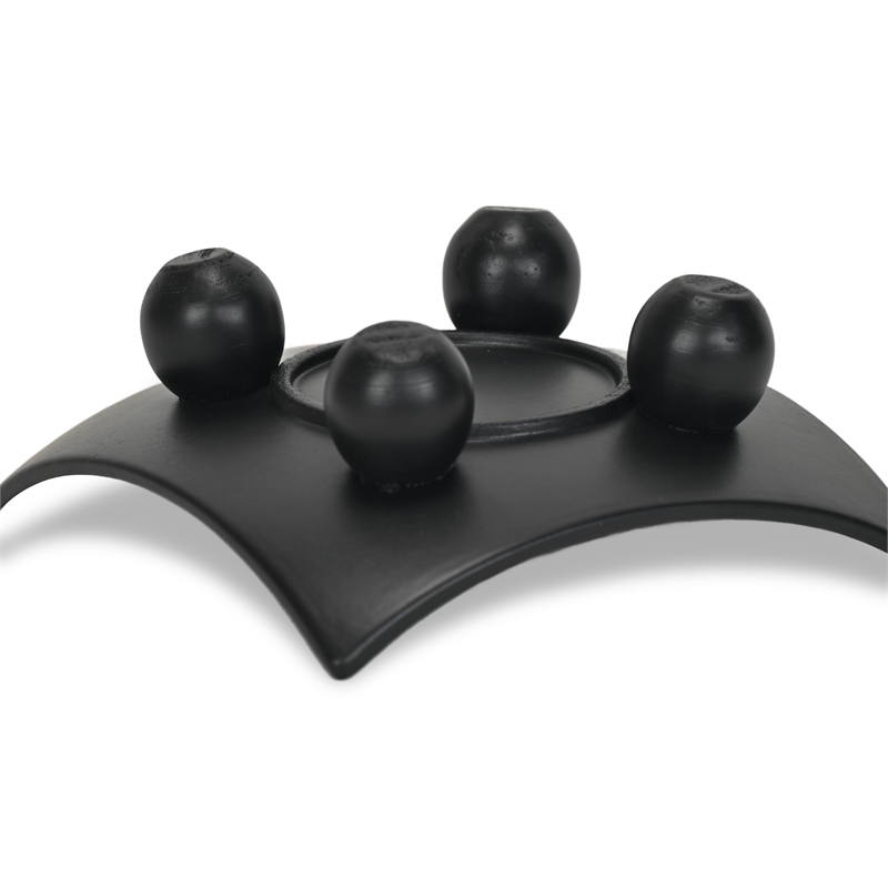 Clyne Curved Black Wood Trays on Wood Orbs
