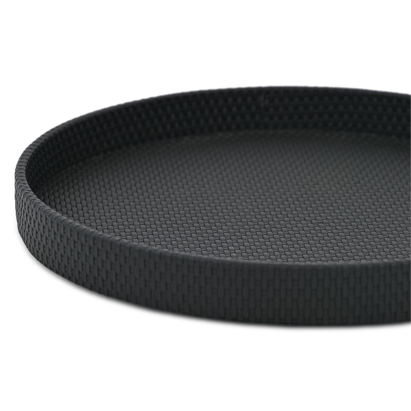 Tamsin Weave Pattern Round Serving Tray - Black