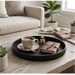 Tamsin Weave Pattern Round Serving Tray - Black