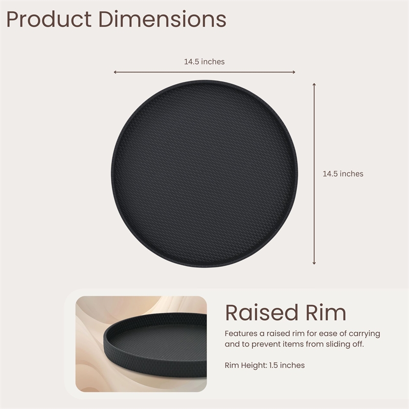 Tamsin Weave Pattern Round Serving Tray - Black