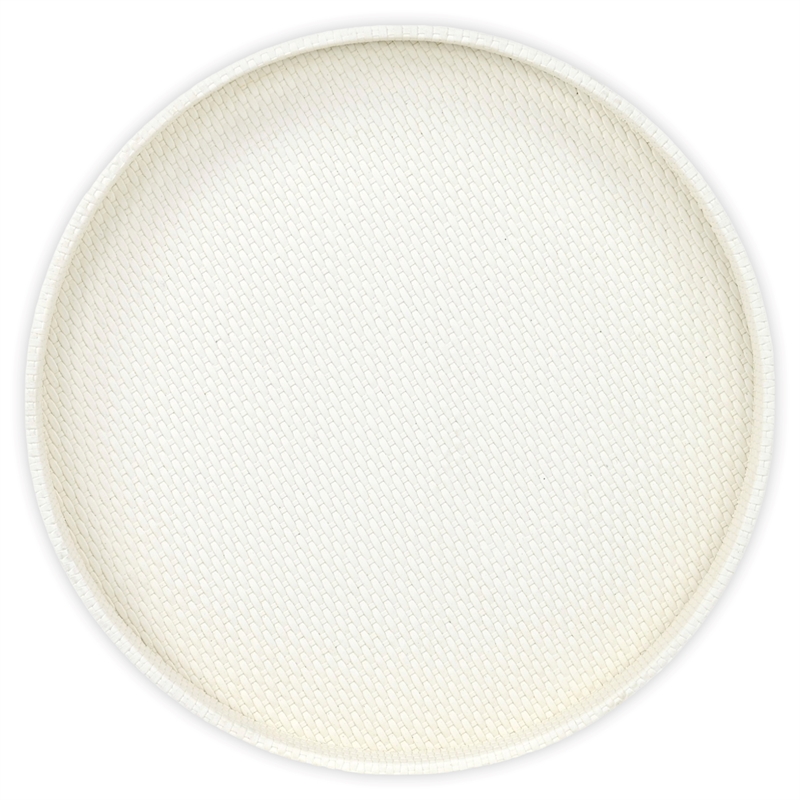 Tamsin Weave Pattern Round Serving Tray - White