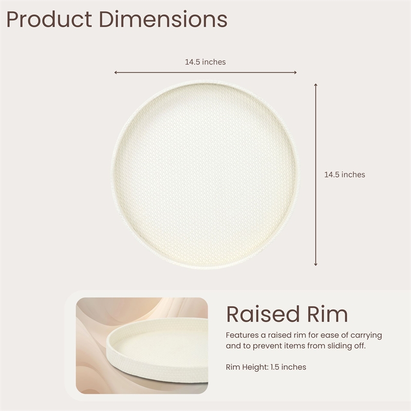 Tamsin Weave Pattern Round Serving Tray - White