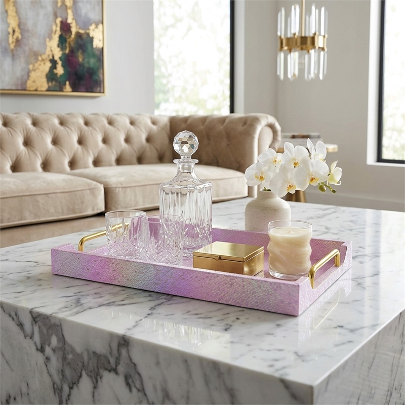 Nimue Seascale Pattern Iridescent Tray with Gold Hardware