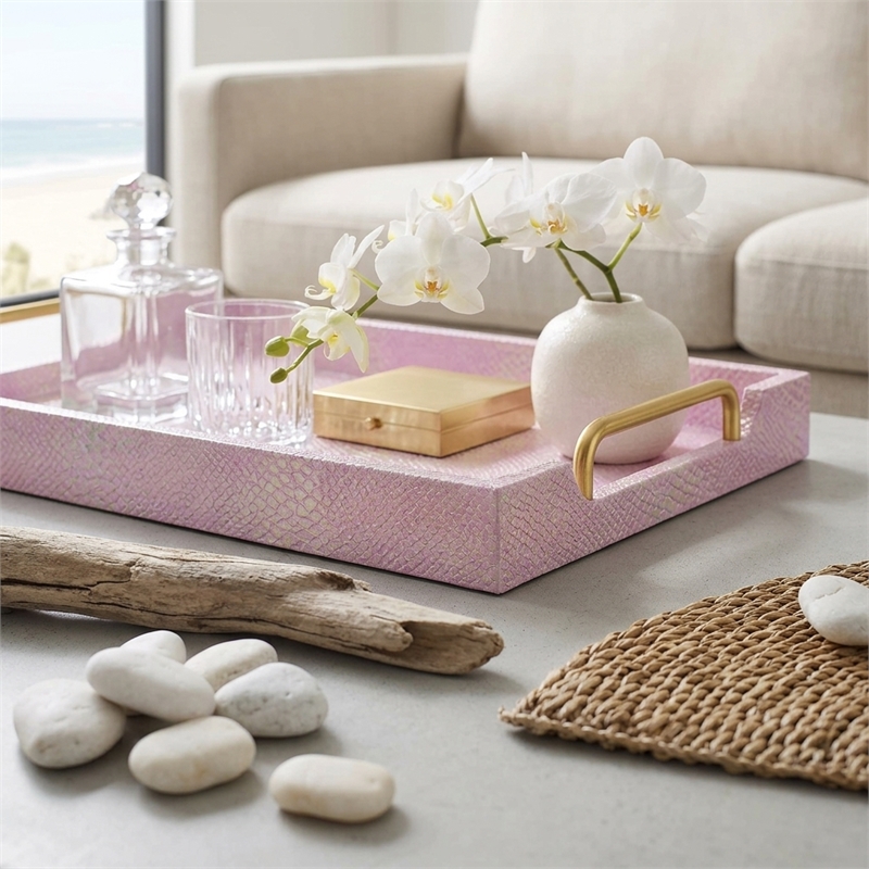 Nimue Seascale Pattern Iridescent Tray with Gold Hardware