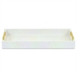 Nimue Seascale Pattern Iridescent White Vinyl Tray with Gold Hardware