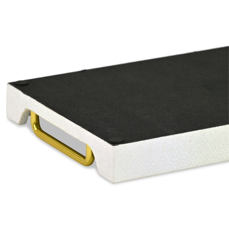 Nimue Seascale Pattern Iridescent White Vinyl Tray with Gold Hardware