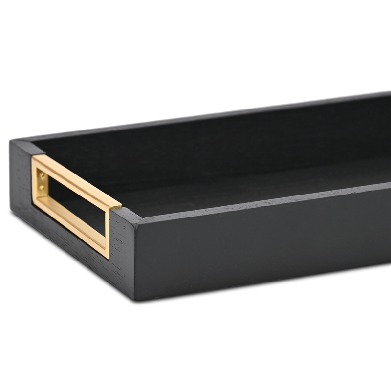 Nyssa Slim Rectangular Wood Decorative Tray - Black