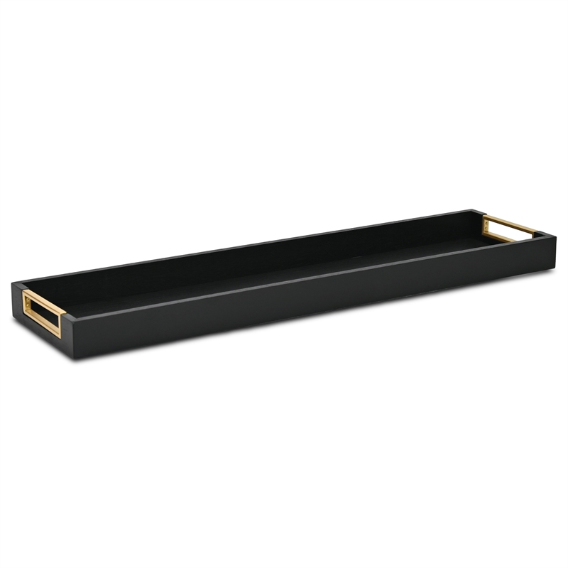 Nyssa Slim Rectangular Wood Decorative Tray - Black