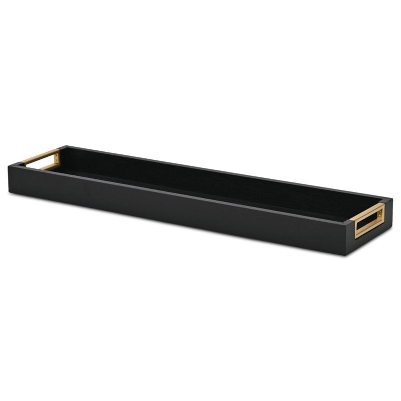 Nyssa Slim Rectangular Wood Decorative Tray - Black
