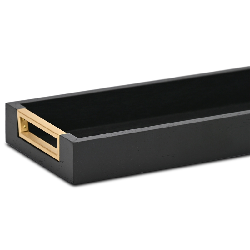 Nyssa Slim Rectangular Wood Decorative Tray - Black