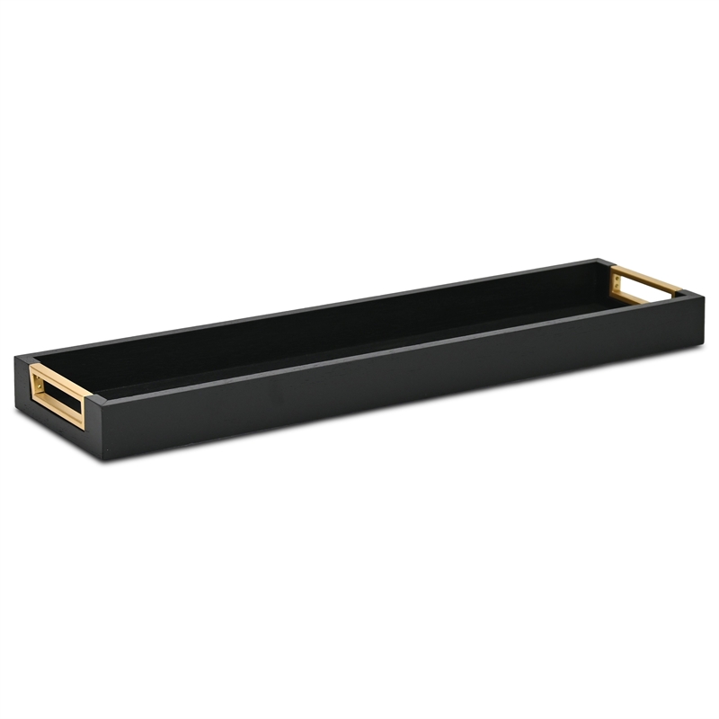 Nyssa Slim Rectangular Wood Decorative Tray - Black