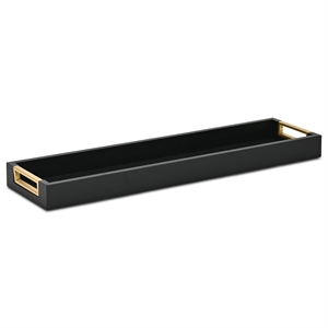 Nyssa Slim Rectangular Wood Decorative Tray - Black
