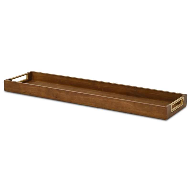 Nyssa Slim Rectangular Wood Decorative Tray - Brown