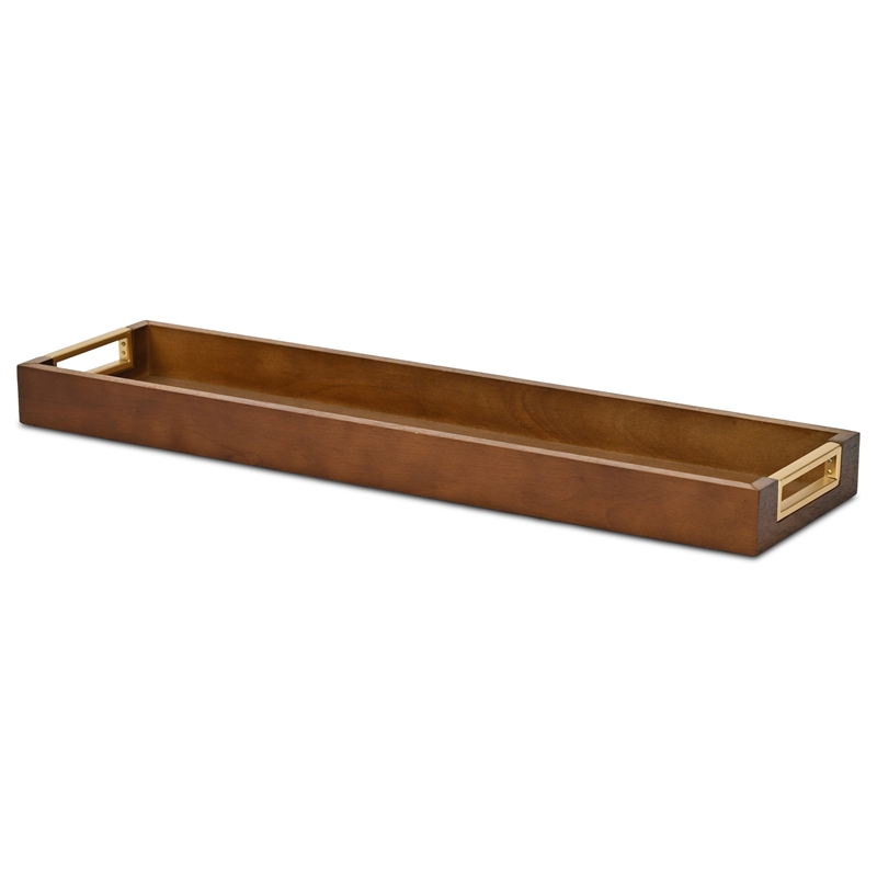 Nyssa Slim Rectangular Wood Decorative Tray - Brown