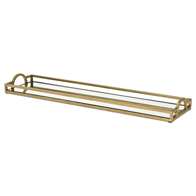 Verena Slim Rectangular Mirrored Tray - Gold