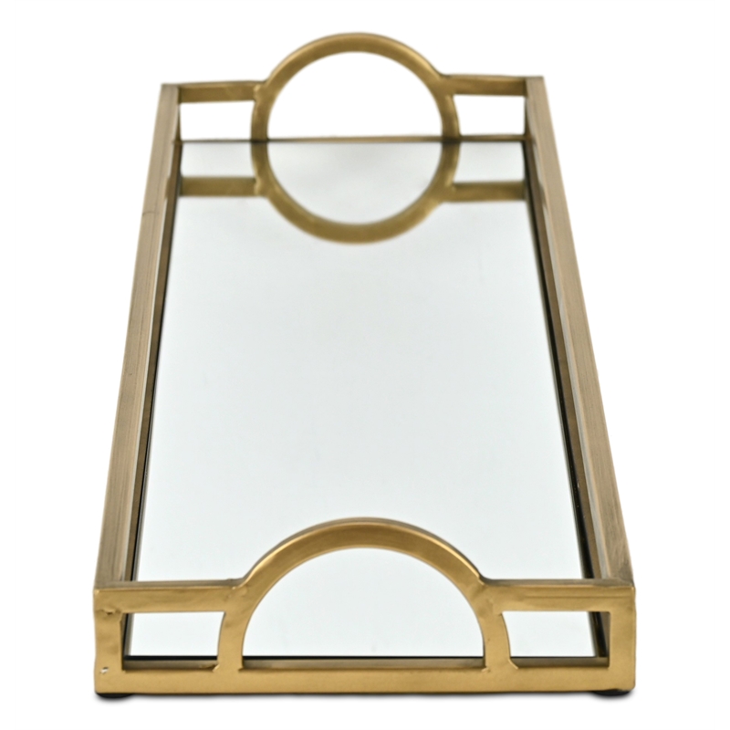 Verena Slim Rectangular Mirrored Tray - Gold
