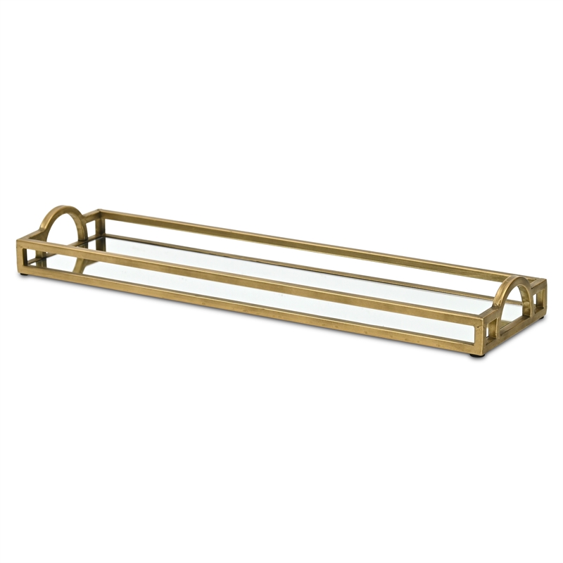 Verena Slim Rectangular Mirrored Tray - Gold