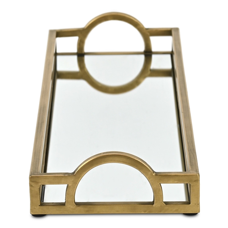 Verena Slim Rectangular Mirrored Tray - Gold