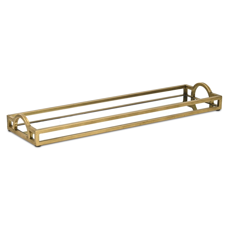 Verena Slim Rectangular Mirrored Tray - Gold