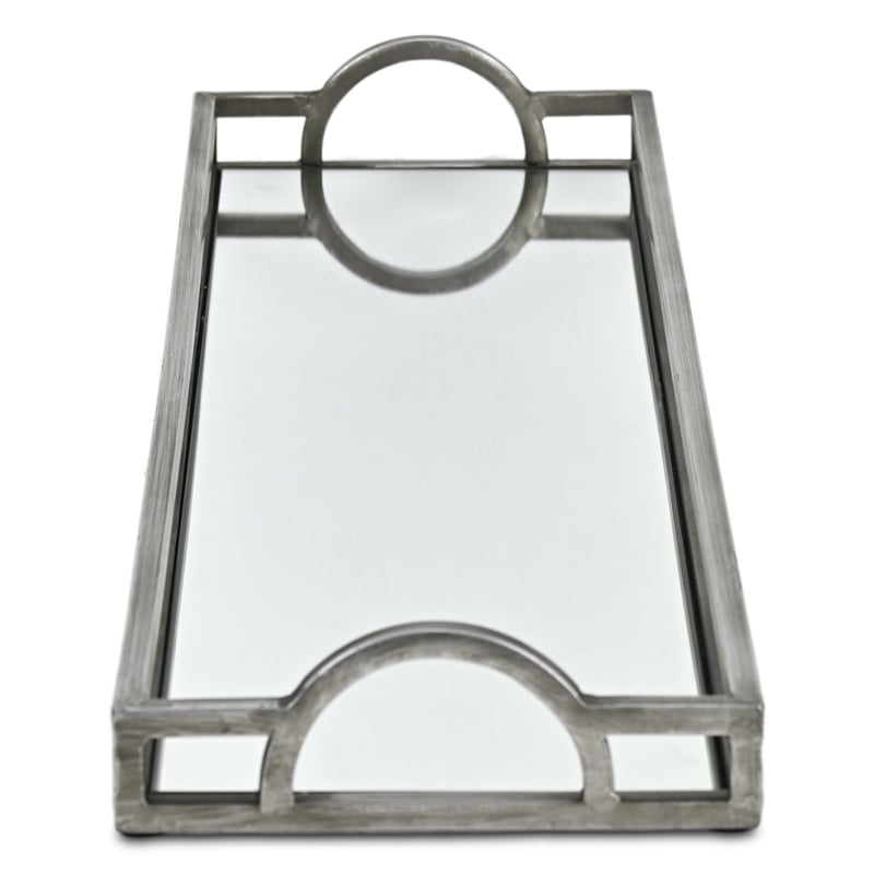 Verena Slim Rectangular Mirrored Tray - Silver