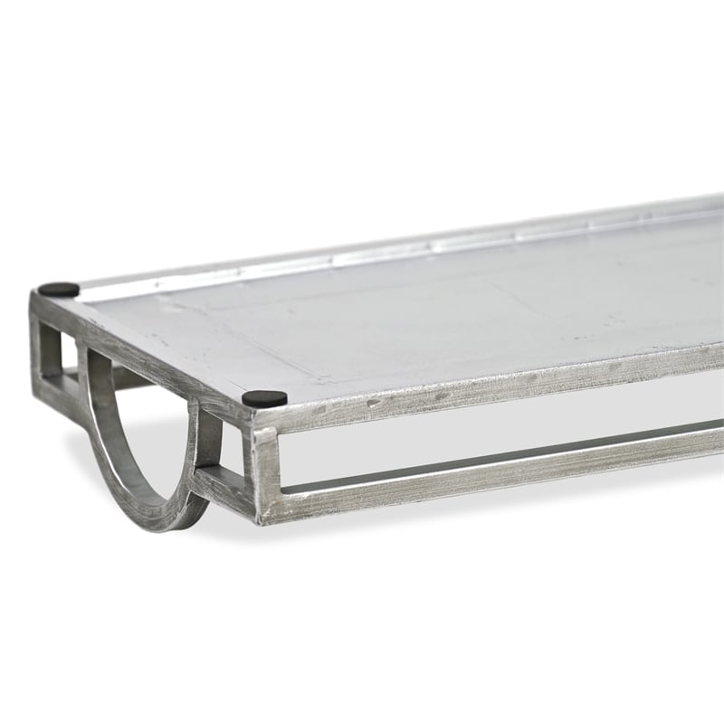 Verena Slim Rectangular Mirrored Tray - Silver