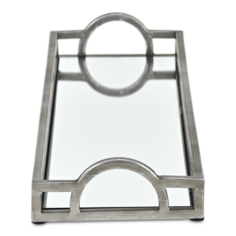 Verena Slim Rectangular Mirrored Tray - Silver