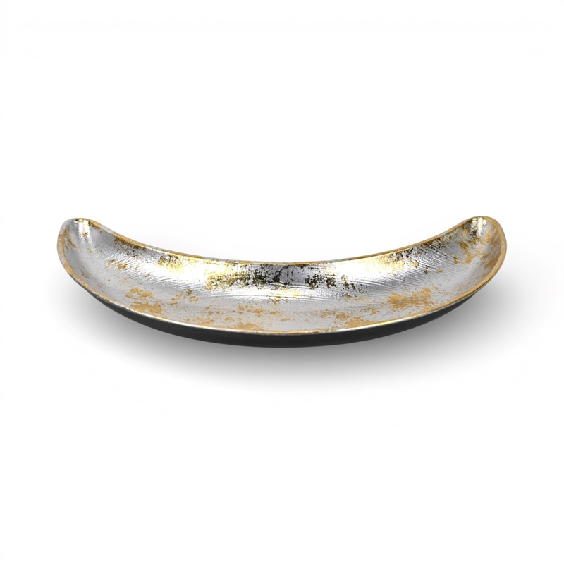 Ecara Gold Accented Silver Metal Catchall Dish