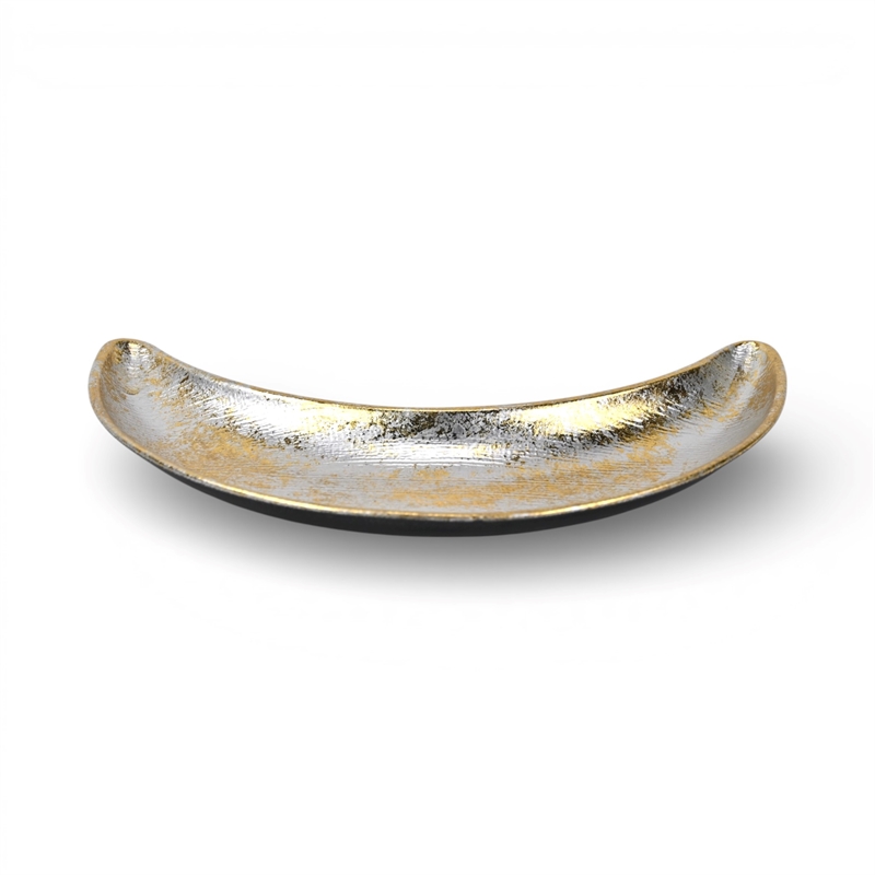 Ecara Gold Accented Silver Metal Catchall Dish