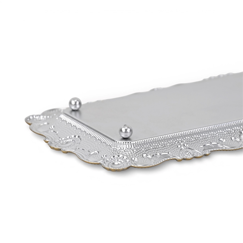Ecara Gold Accented Silver Metal Table Tray